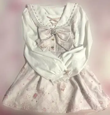 LIZLISA_ Sewing bear 패턴 셋업 핑크