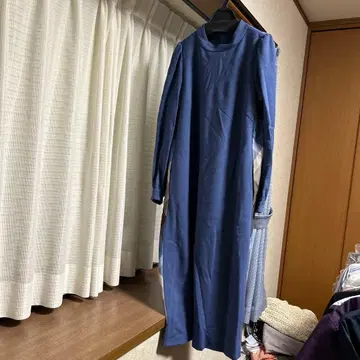 [ 새상품 택 포함 ] 블루 니트 원피스 체크 무늬