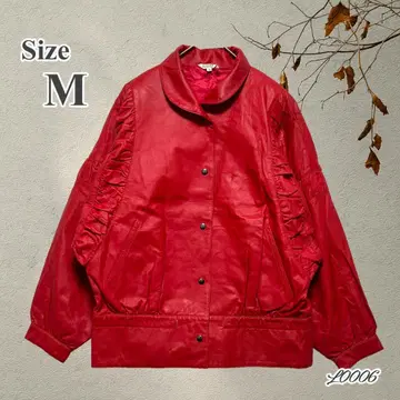 LEGNA 천연 가죽 가죽 자켓 레드 9호 일본제