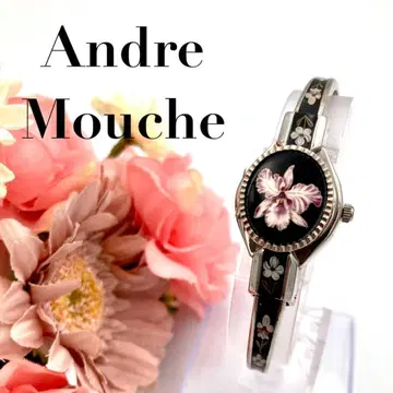242 새상품 배터리 앙드레 무슈 손목시계 쿼츠 꽃무늬 뱅글 워치