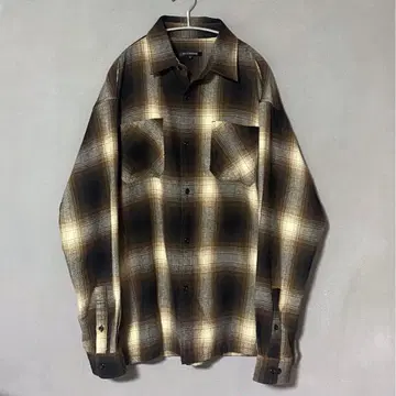 옴브레 체크 셔츠 섀도우 체크 브라운 체크 플란넬 셔츠 긴팔