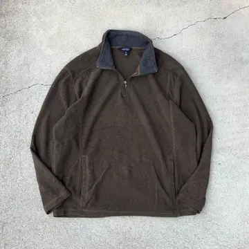 00s ST JOHNS BAY 빈티지 구제 의류 하프 지퍼 플리스 브라운