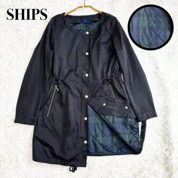 SHIPS 노카라 롱 나일론 자켓 라이너 포함 골드 버튼 블랙 S