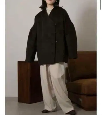 lawgy 드롭 숄더 개더코트 코트