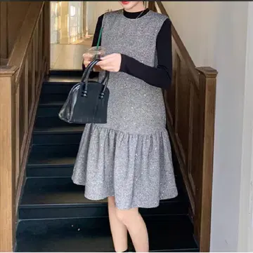 riverie 트위드 플레어 절개 원피스