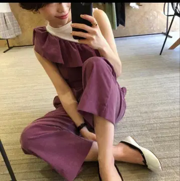 meer. 퍼플 원숄더 프릴 올인원