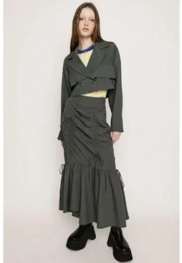 SLY 비대칭 개더 스커트