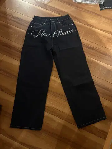 Place Studio Deep Blue 와이드 레그 데님 98