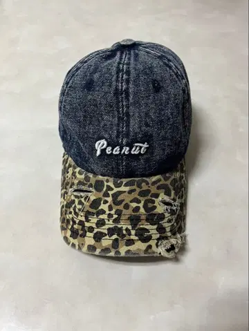 Peanut 데님 레오파드 무늬 캡