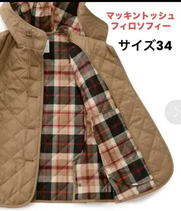 퀼팅 자켓 후드 부착 사이즈 34 베이지