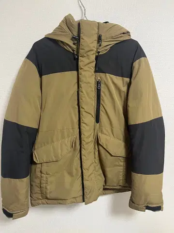 [ 구제 의류 ] 카키/블랙 후드 부착 다운 자켓