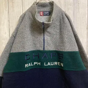 좋은 배색 챕스 하프 지퍼 자수 로고 3가지 색상 오버 사이즈 맨투맨