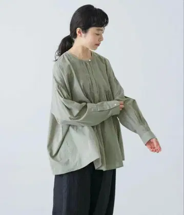 카구레/코튼 핀턱 블라우스/SAGE 미사용 새상품 택 포함