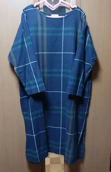 면린넨 체크 원피스