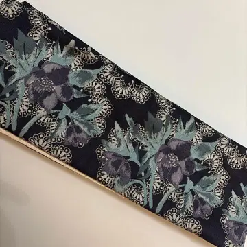 미사용 꽃무늬 자수 반폭 오비 리버서블