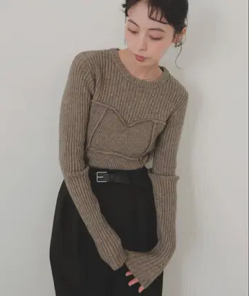 뷔스티에 디자인 리브 니트탑