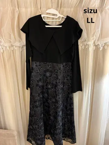 카라 부착 긴팔 롱 원피스 LL 미사용 새상품