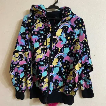 JSG 유니콘 패턴 컬러풀 후드티 하라주쿠 스타일