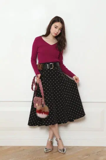 Mystrada 마이 스트라다 벨트 플레어 스커트 M