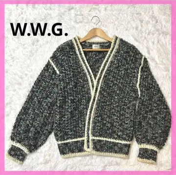 W.W.G. 니트 가디건 F 사이즈 모노톤 벌룬 소매