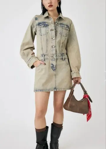 MOUSSY 로우 웨이스트 케미컬 미니 드레스