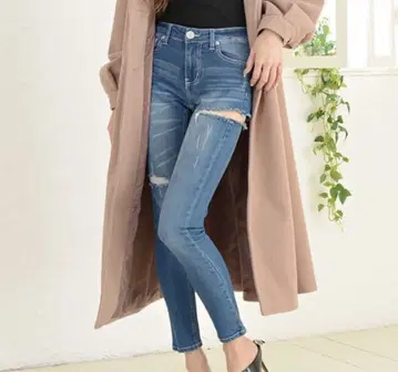 하이웨스트 데미지 스키니 데님 S