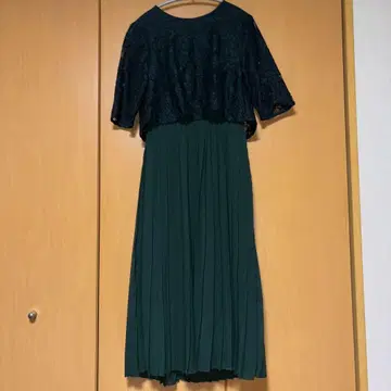 [ 새상품급 ] 2피스풍 결혼식 경사 드레스 그린 x 레이스 M 사이즈