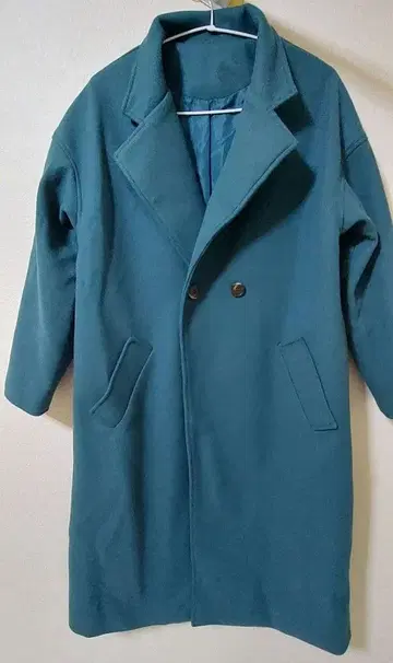 새상품급 롱 코트 체스터 코트 프리 사이즈 그린