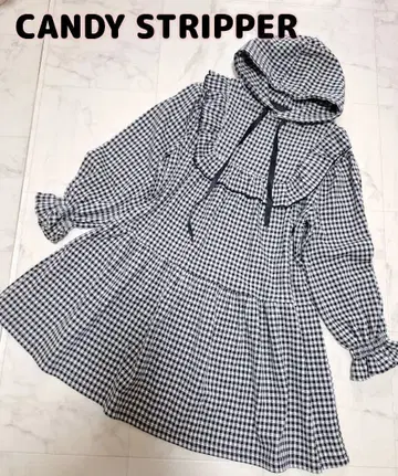 CANDY STRIPPER 깅엄 체크 원피스 후드티
