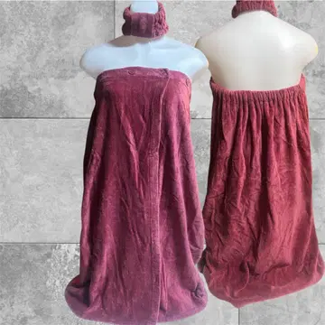 와인 레드 스트레치 목욕 가운 프리 사이즈 2매 세트