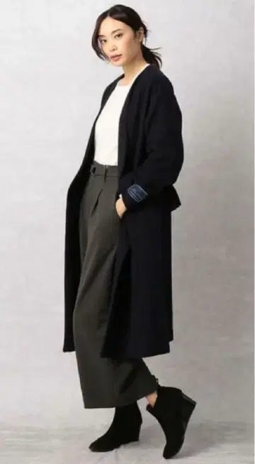 코트 노카라 가운 코트