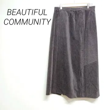 BEAUTIFUL COMMUNITY 코듀로이 타이트 스커트 그레이 L