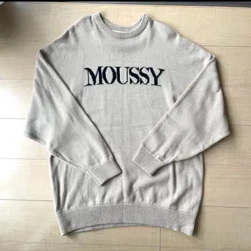 MOUSSY 베이지 니트 스웨터 긴팔 로고 니트 니트 원피스
