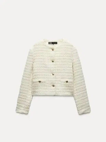 ZARA 텍스처 자켓 S 에크루