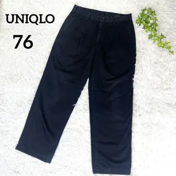 새상품급 유니클로 이지케어 투 턱 치노 블랙 코튼 100% 005