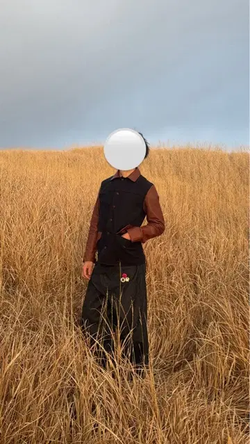 브라운 가죽 배색 자켓