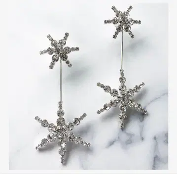 [ 새상품급 ] 별&달 모티브 헤드피스&귀찌 실버 웨딩