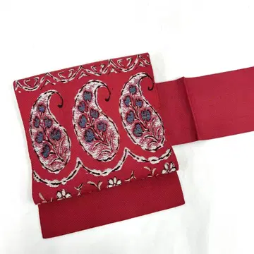 나고야 오비 페이즐리 무늬 꽃무늬 빨간색 PO-3373