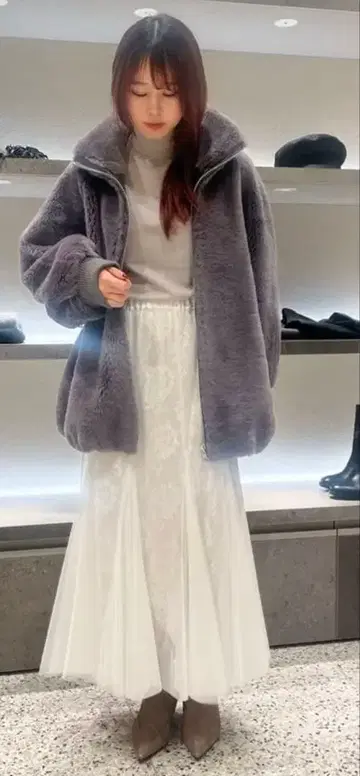 새상품급 24AW Diagram 레이스 레이어드 샤샤 스커트