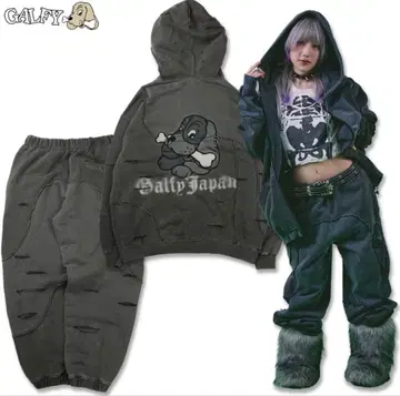 GALFY 쭈글쭈글 좀비 후드티 쭈글쭈글 좀비 팬츠 셋업 대형견