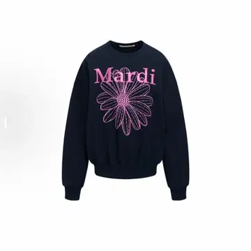 택 포함 미사용 새상품 Mardi 꽃무늬 프린트 맨투맨 네이비