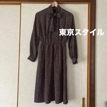 도쿄 스타일 원피스 보타이 미니 꽃무늬 고급