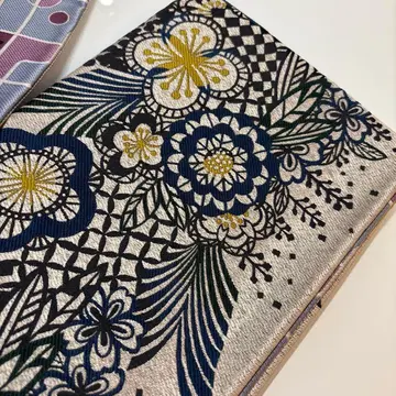 미사용품 반폭 오비 리버서블 꽃무늬