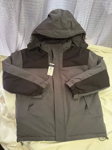 남녀 공용 발수 방풍 방설 그레이 패딩 자켓 탈부착 후드