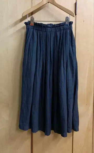 새상품급 브로캔트 Brocante 린넨 롱 개더 스커트 흑먹색 일본제