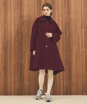 merlot (멀로) 스텐카라 코트 A라인 둥근 카라 코트 보르도