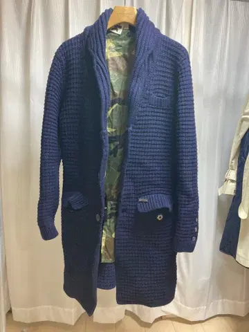 Bark 네이비 롱 코트 라이너 포함