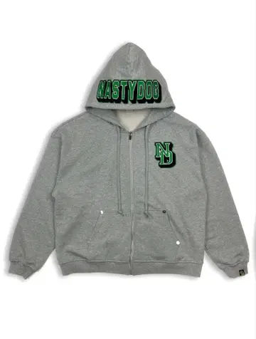 NASTYDOG 그레이 풀 집업 후드티