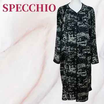 새상품급 스페치오 올 패턴 자카드 롱 가디건 40 포켓 부착 모노톤