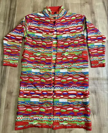 멀티 컬러 3D 니트 롱 가디건 코트 COOGI 팬에게도